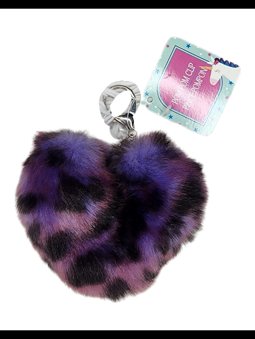 ♠️10/$10♠️ Purple Leopard Heart Pom Pom Keychain